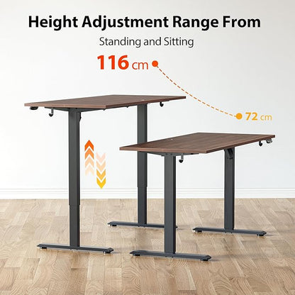Agilestic Electric Standing Desk, Large 60 x 24 Inches Height Adjustable Desk, Sit Stand up for Work Office Home, Ergonomic Rising Gaming Computer Table with Memory Preset, Dark Walnut