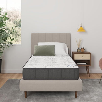 Ottomanson 9" Hybrid Twin Mattress - Rock Hard Feel - Made in USA - Individually Pocketed Coils & CertiPUR-US Foam - Fiberglass-Free - Bed in a Box