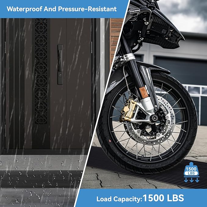 1" Rise Threshold Ramps for Doorways 40 in Floor Transition Strip Self-Adhesive Wheelchairs Ramps, Edge Door Threshold Reducer Transition Strips for Home Steps (Black, 2 PC)
