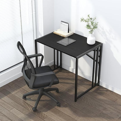 Lutown Teen Folding Computer Desk - 32 inch, Writing & Gaming, Small Space Office Desk, Black, No Assembly Required