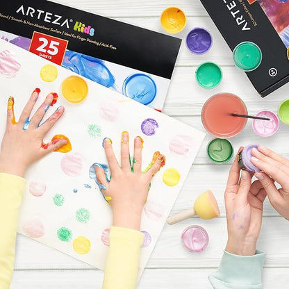 ARTEZA 12x16 Inches Finger Paint Paper Pad, Pack of 2 Finger Pads, 25 Sheets Each, 54lb/80gsm Drawing Pad for Kids