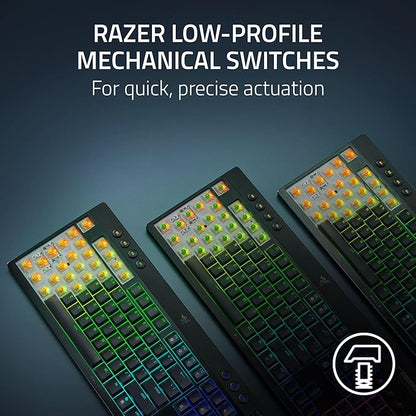 Razer BlackWidow V4 Low Profile TKL HyperSpeed Wireless Gaming Keyboard: Yellow Mechanical Switches - 2.4GHz Wireless & Bluetooth - Multi-Function Roller - 3 Control Buttons - Long Battery Life