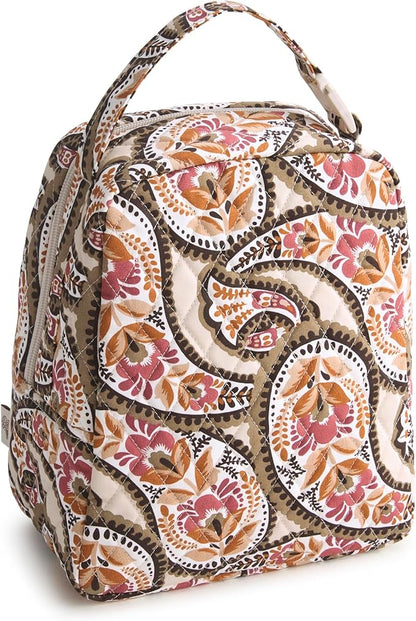 Premium Cotton Large Lunch Bag, Blooming Paisley, One Size