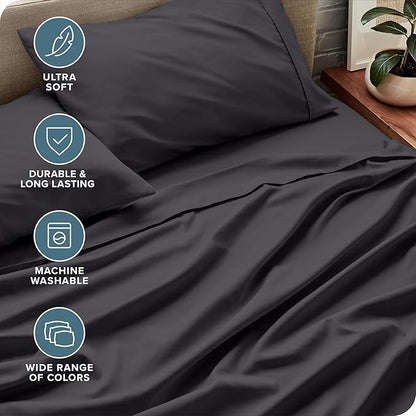 Bare Home Ultra-Soft Full XL Sheet Set - Luxury 1800 - Hydro-Brushed - Deep Pockets - Easy Fit - 4 Piece Set - Bedding Sheets & Pillowcases (Full XL, Forged Iron Grey)