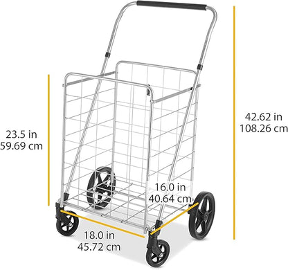 Whitmor Utility Cart with Adjustable Height Handle - Silver / Black