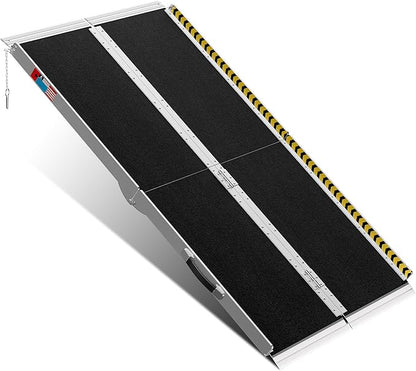 Portable Wheelchair Ramp 5FT, Anti-Slip Aluminum Folding Portable Ramp, Wheelchair Ramps for Home, Weight Capacity Up to 800 LBS, with Transition Plates Above and Below, Loading Dock Plates