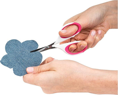 SINGER 07190 4-Inch Craft Scissors with Pink and White Comfort Grip, ,