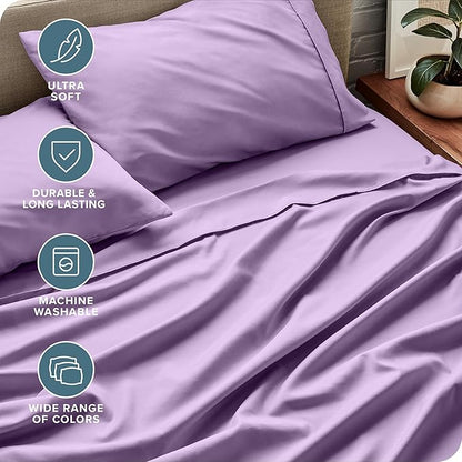 Bare Home Queen Sheet Set - Luxury 1800 Ultra-Soft Microfiber - Double Brushed - Deep Pockets - Easy Fit - 4 Piece Set - Bedding Sheets & Pillowcases (Queen, Lavender)