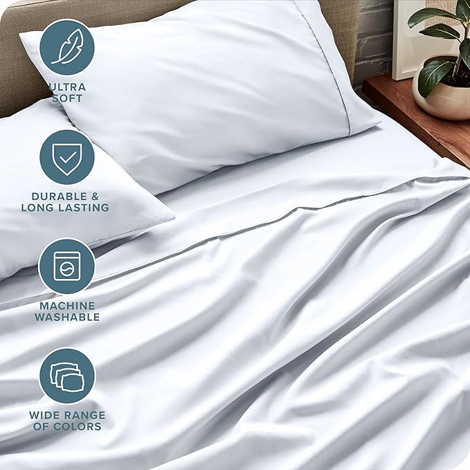 Bare Home RV Bunk Sheet Set - 1800 Ultra-Soft Microfiber - Double Brushed - Deep Pockets - Easy Fit - 3 Piece Set - Bed Sheets (RV Bunk (30x75), White)