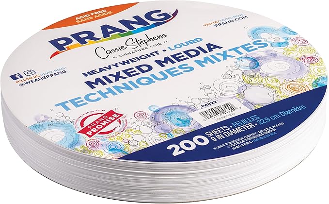 Prang Cassie Stephens Heavyweight Mixed Media Paper Circles, 9", White, 200/Sheets (PAC4822)