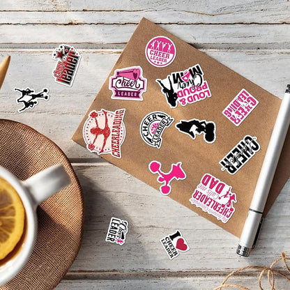 Cheerleading Motivational Quote Stickers Pack 50Pcs Vinyl Waterproof Sticker Set for Laptop Water Bottles Scrapbooking Notebooks Journals Girls Teens Cheer Squad