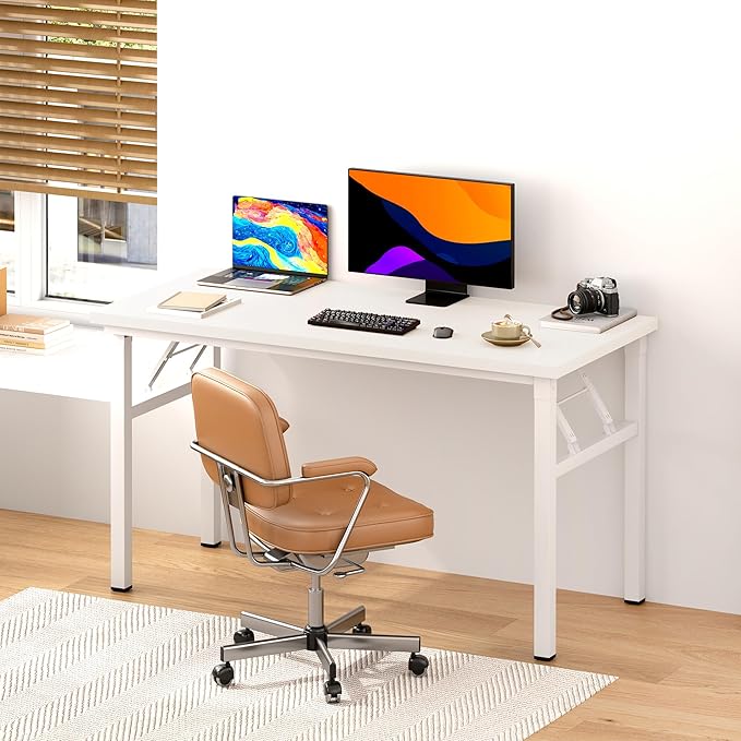 Folding Desk, 47 inch No Assembly Folding Desks for Small Spaces, Sturdy Foldable Computer Desk, Functional Home Office Desks, Study Writing Desk Office Table Workstation for Home Office Outdoor