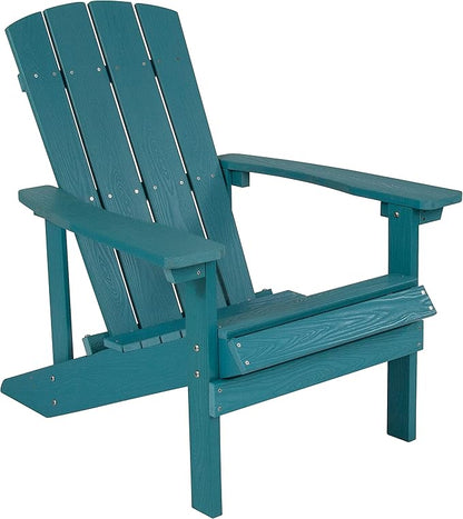 Flash Furniture Charlestown Commercial Grade Indoor/Outdoor Adirondack Chair, Weather Resistant Durable Poly Resin Deck and Patio Seating, Sea Foam
