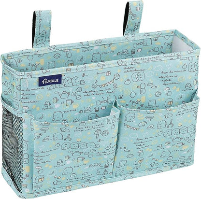 Surblue Bedside Caddy Hanging Bed Organizer Storage Bag Pocket for Bunk and Hospital Beds, College Dorm Rooms Baby Bed Rails,Camp Chiars，Wheelchair Side Bag，4 Pockets and 2 Hooks (Cartoon)