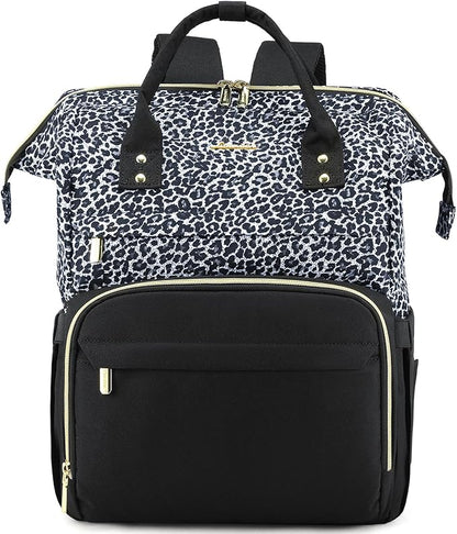 LOVEVOOK College Laptop Backpack, 15.6 Inch Travel Backpack for College, Waterproof Work Backpack Woman for Teacher Nurse Anti-theft Travel Back Pack, Gifts for Women, Grey Leopard
