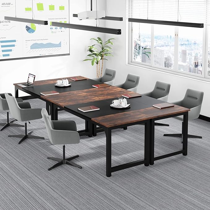 Tribesigns 63” Executive Desk, Large Office Computer Desk with Thicken Frame, Modern Simple Workstation Business Furniture for Home Office, Rustic Brown/Black