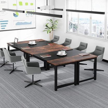 Tribesigns 63” Executive Desk, Large Office Computer Desk with Thicken Frame, Modern Simple Workstation Business Furniture for Home Office, Rustic Brown/Black