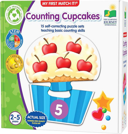 The Learning Journey: My First Match It - Counting Cupcakes- 15 Piece Self-Correcting Matching Puzzles - First Learning Toys for Toddlers 2-5 - Award Winning Toys