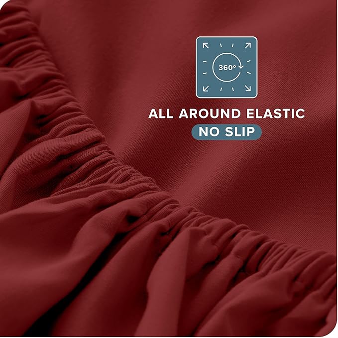 Bare Home Queen Sheet Set - 1800 Ultra-Soft Microfiber Queen Bed Sheets - Double Brushed - Deep Pockets - Easy Fit - 4 Piece Set - Bed Sheets (Queen, Rosewood)