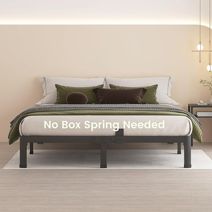 MAF 10 Inch Queen Metal Platform Bed Frame with Round Corner Legs, 3000 LBS Heavy Duty Steel Slats Support, Noise Free, No Box Spring Needed, Easy Assembly