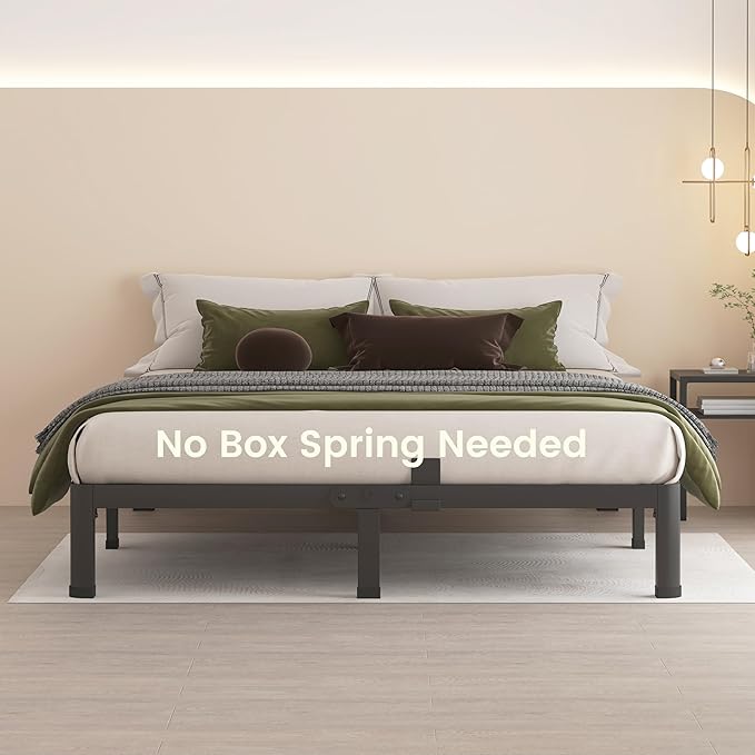 MAF 10 Inch King Metal Platform Bed Frame with Round Corner Legs, 3000 LBS Heavy Duty Steel Slats Support, Noise Free, No Box Spring Needed, Easy Assembly
