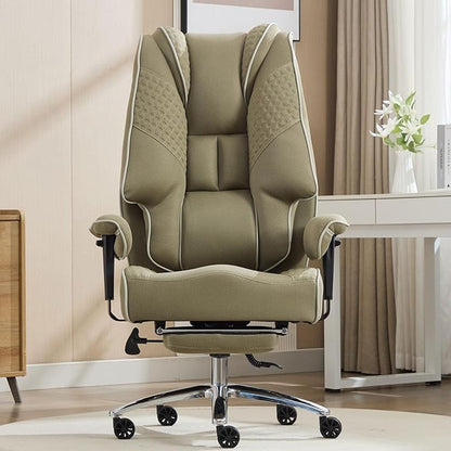 Big and Tall Office Chair 400lbs Wide Seat, Leather High Back Executive Office Chair with Foot Rest, Ergonomic Chairs Lumbar Support for Lower Back Pain Relief (Mesh Light Green)