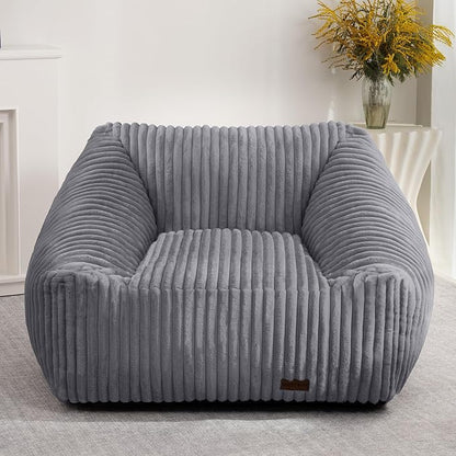 HABUTWAY Bean Bag Chair, Giant Bean Bag Chairs for Adults and Kids, Bean Bag Sofa, Lazy Floor Sofa, Faux Fur Beanbag Chair with Armrests for Living Room Bedroom (Grey)