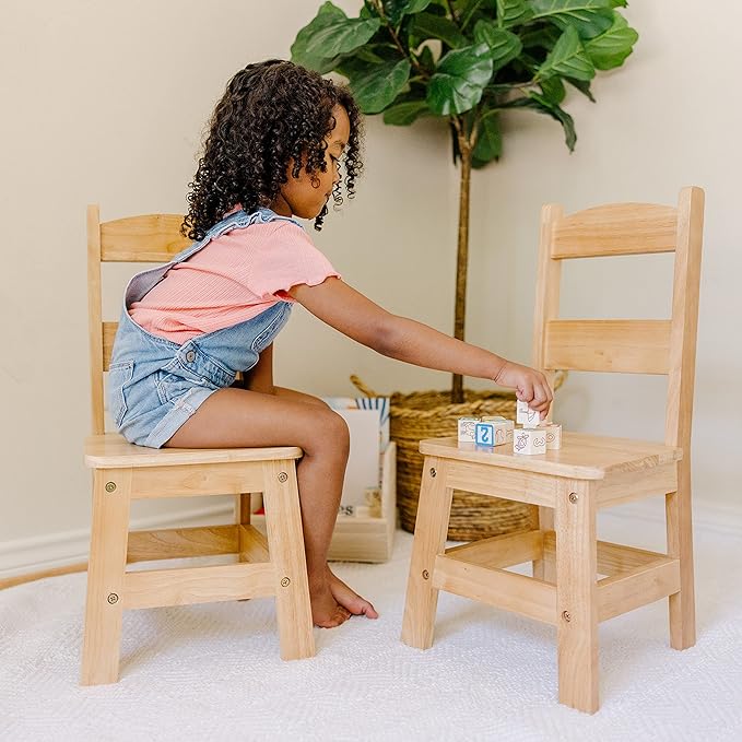 Melissa & Doug Wooden Chairs, Set of 2 - Blonde Furniture for Playroom