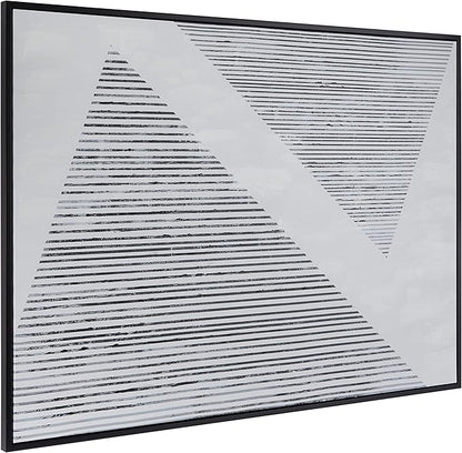 Deco 79 Canvas Geometric Framed Wall Art with Black Frame, 66" x 2" x 48", Black