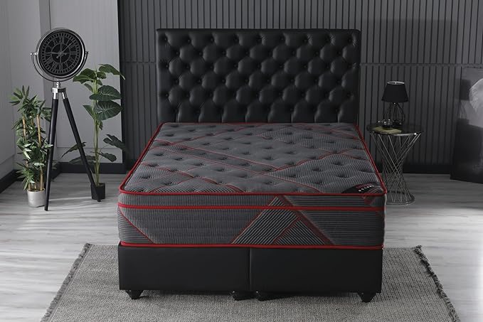 Ottomanson King 13" Luxury Black Eurotop Mattress - Medium-Firm Hybrid Comfort - Made in USA - Premium Quilted Cover - Fiberglass-Free - Bed in a Box