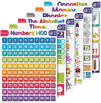 Advanced Bundle – 6 Educational Posters – Classroom and Homeschool Learning Chart Decorations and School Supplies Materials, Preschool to Grade 3 | Printed on Durable, Glossy Cardstock | 8.5" x 11"