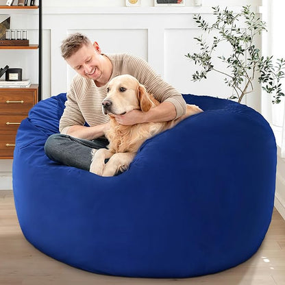 HABUTWAY Bean Bag Chair: Giant 4' Memory Foam Furniture Bean Bag Chairs for Adults with Microfiber Cover 4Ft (Blue)