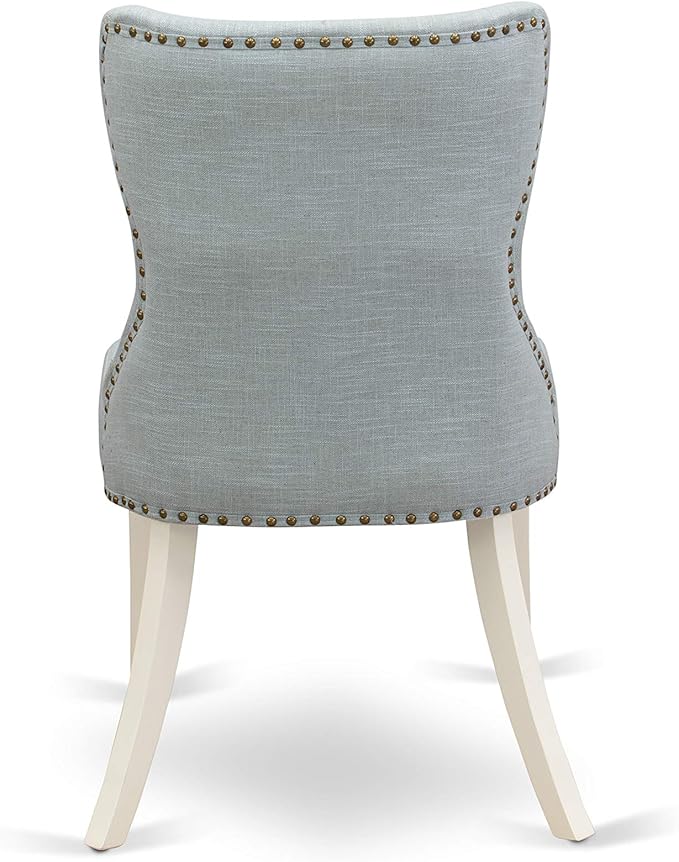 East West Furniture LGSI5-LWH-15 5 Piece Dinette Set Includes a Rectangle Dining Room Table with Butterfly Leaf and 4 Baby Blue Linen Fabric Parson Dining Chairs, 42x84 Inch, Linen White