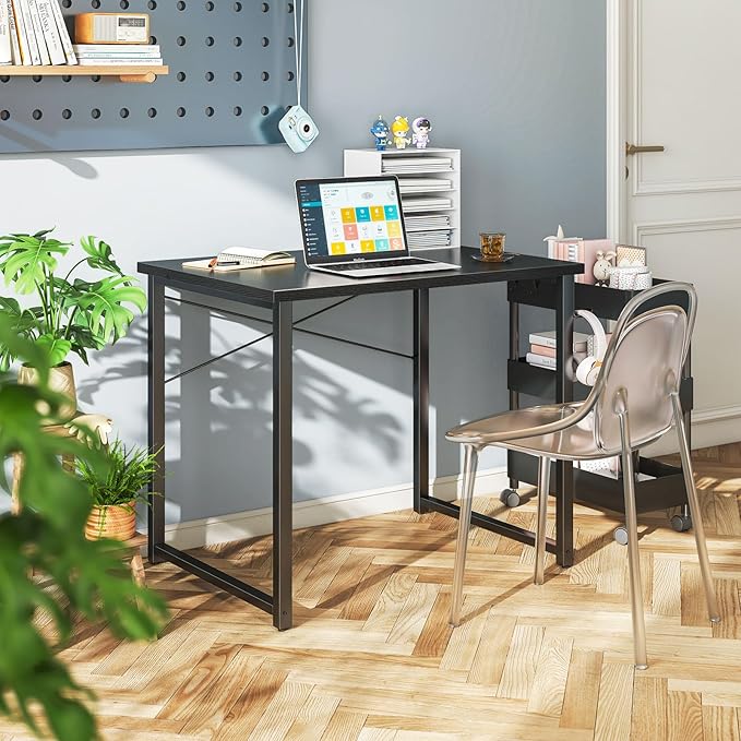 Coleshome 32 Inch Computer Desk, Modern Simple Style Desk for Home Office, Study Student Writing Desk, Black