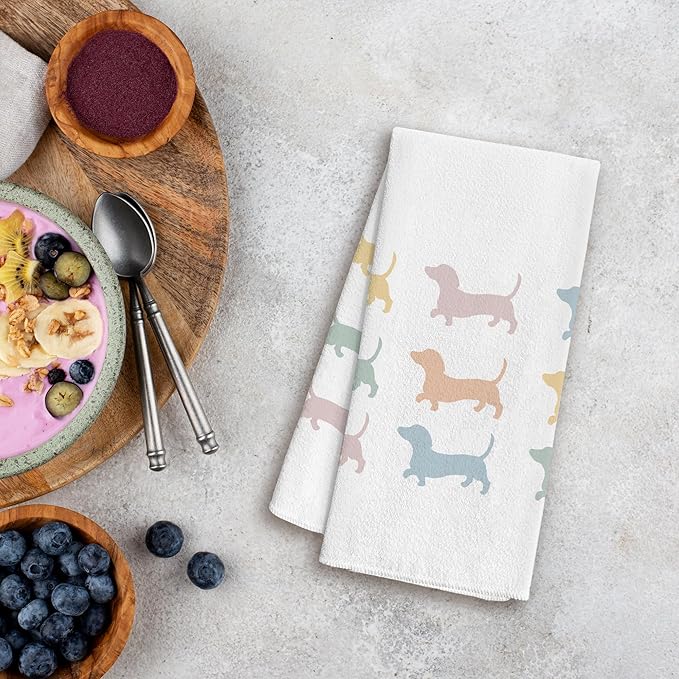 Wiener Dog Kitchen Hand Towels - Dachshund Tea Towels, Decor and Gifts for Women, Dog Mom - 1624 Inches