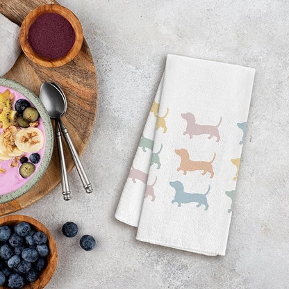 Wiener Dog Kitchen Hand Towels - Dachshund Tea Towels, Decor and Gifts for Women, Dog Mom - 1624 Inches