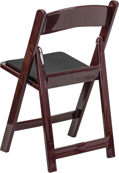 Flash Furniture Hercules™ Series Folding Chair - Red Mahogany Resin – 1000LB Weight Capacity Comfortable Event Chair - Light Weight Folding Chair