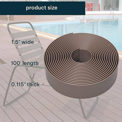 100ft Long 1.5" Wide Vinyl Chair Strapping. Repair & Replacement Matte Finish. for Patio Outdoor Lawn Garden Durable Attractive (Adobe)