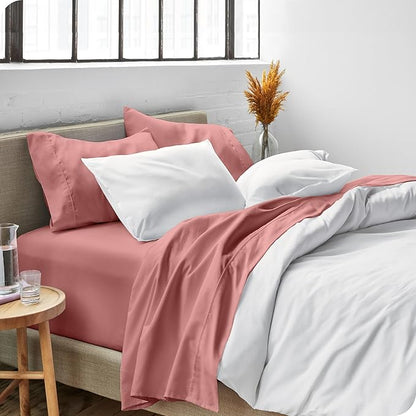 Bare Home Full XL Sheet Set - Luxury 1800 Ultra-Soft Microfiber Full Extra Long Bed Sheets - Double Brushed - Deep Pockets - Easy Fit - 4 Piece Set - Bedding Sheets & Pillowcases (Full XL, Dusty Rose)