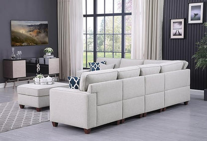 Devion Furniture Philly Sectional Modular Sofa with Ottoman for Living Room, Apartment, Bedroom, Office, Dorm