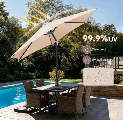 7.5ft Outdoor Patio Umbrella - Table Umbrella Waterprool UV Protection, Sombrillas de Patio with Push Button Tilt, Sun Umbrella for Pool, Porch, Garden, Deck, Backyard (Beige)