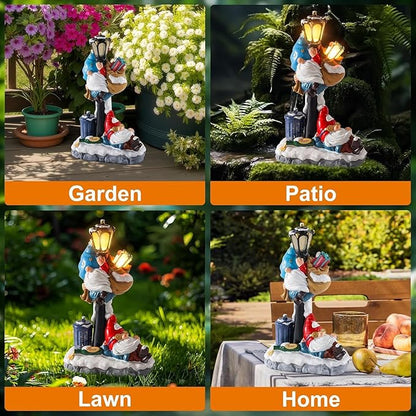 WINTS Solar Garden Gnome,Outdoor Gnome with Solar Lights Decor for Patio,Lawn,Yard,Balcony,Funny Gnomes Gifts for Women,Housewarming,Birthday