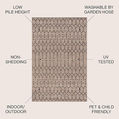 JONATHAN Y Moroccan Geometric Indoor Outdoor Area Rug 9X12 Natural/Black, Ourika Textured Weave for Backyard, Patio, Porch, Easy-Cleaning, High Traffic, Pet-Friendly, Non-Shedding (SMB108D-9)