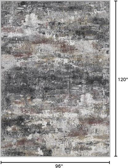 Area Rugs 8x10 for Living Room Bedroom, Modern Abstract Machine Washable Soft Dark Gray Rug, Floor Carpet with Non Slip Backing for Dining Room