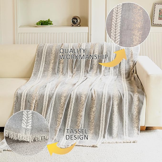 Couch Cover for Dogs Washable Sofa Cover, Sectional Couch Covers, Sofa Covers for 2 Cushion Couch, Non Slip Stripe Sofa Slipcovers Furniture Protector, Couch Protector from Cat Claws, Light,71''x102''