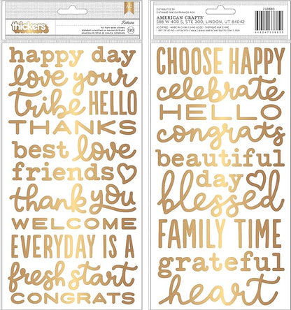 AC Foam Phrases Stickers with Gold Foil, 120pcs