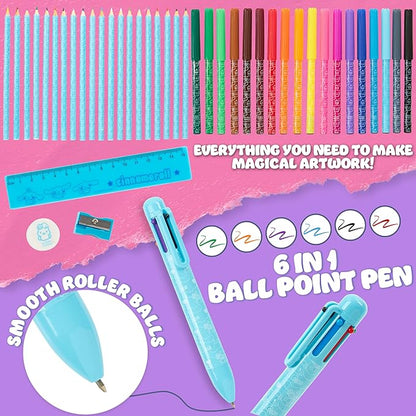 Hello Kitty Sanrio Pencil Case Kids Colored Pencils Markers Kawaii Kuromi Stationery Gifts for Kids (Blue Cinnamoroll)