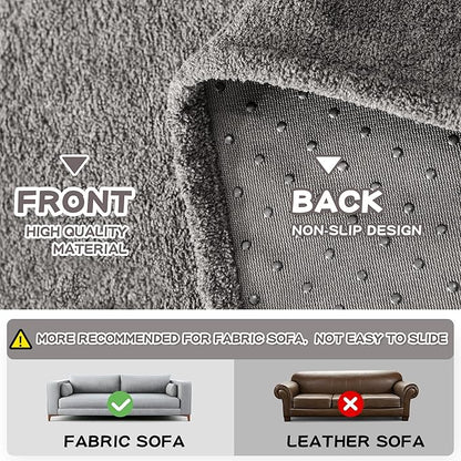 MYSKY HOME Couch Cover Sofa Cover for 3 Cushion Couch, Dog Couch Covers for Sectional Sofa Covers, Non Slip Furniture Protector Sofa Covers Washable Sofa Towel for Pet Cat Dog, 91" x 134", Grey