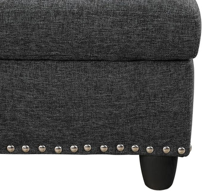 Ball & Cast 98" L Shaped Sectional Couch for Living Room with Chaise & Storage Ottoman,4 Seat Linen Upholstered Modular Sectional Sofa Set 3 PCS W/Cup Holders & Coffee Table,for Home,Office,Charcoal