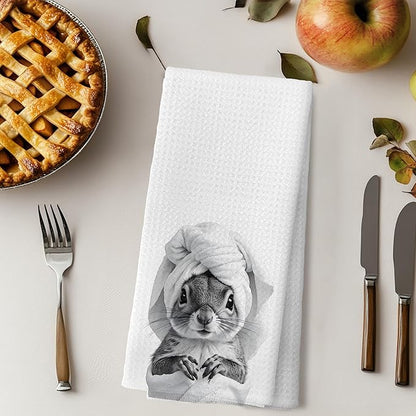 Funny Squirrel Hand Towels for Bathroom Kitchen Decor, Squirrel Lover Lover Gifts, Funny Kids Bathroom Hand Towels,16x24 Inches